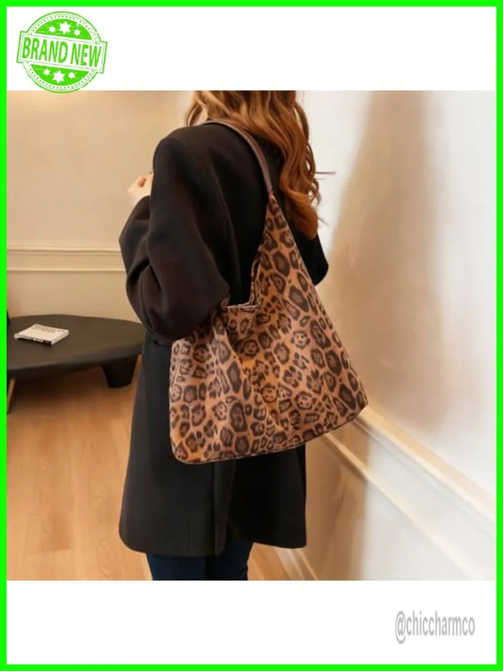 Faux Suede Leopard Print Hobo Tote Bag Large Capacity Satchel